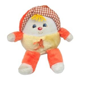Vintage 1982 AmToy Baby Softtouch Plush American Greetings Orange Gingham 8"